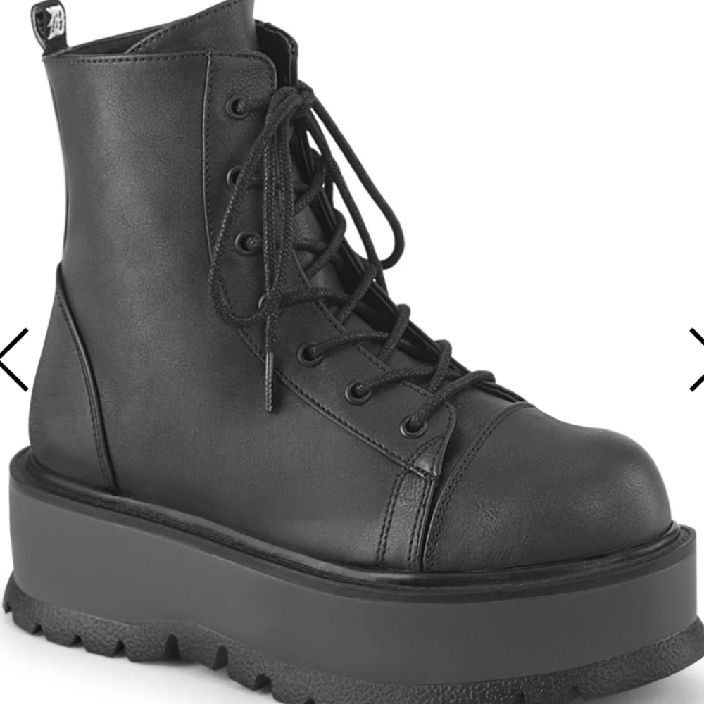 Demonia Black Lace-Up Platform  Slacker-55 Boot